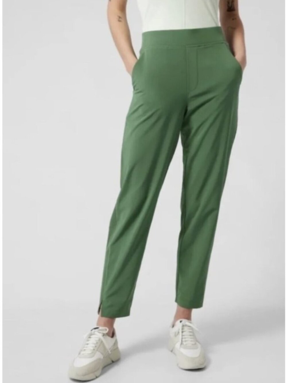 NEW Athleta Brooklyn Mid-Rise Anke Pants Tapered Vineyard Green Lightweight 18